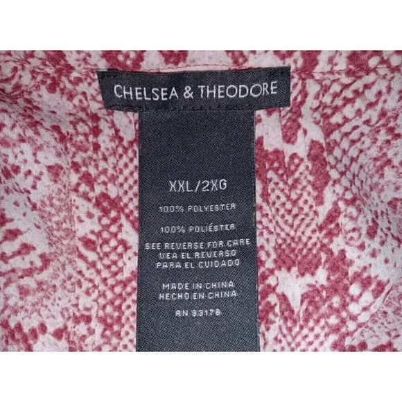 Chelsea and Theodore Women's V-NECK Red Animal Print Sleeveless  Top  Sz XXL - Picture 4 of 9